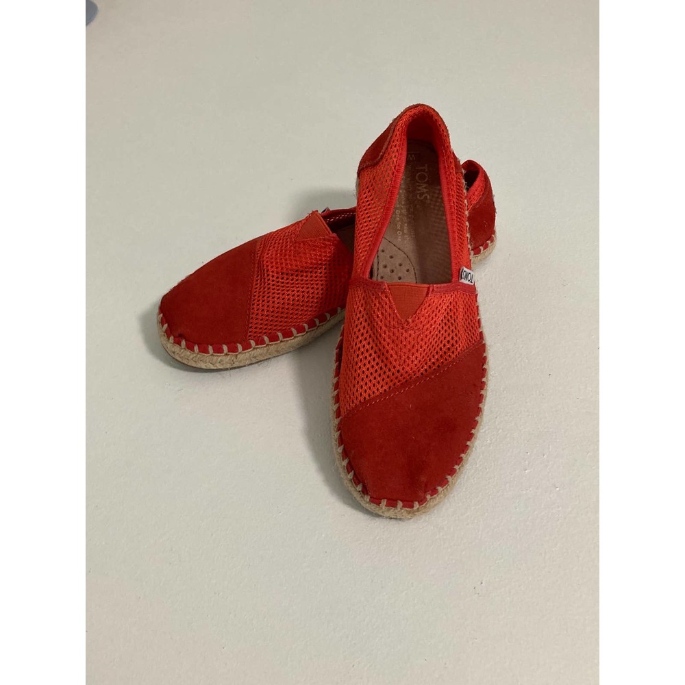 TOMS Size 5 Alpargata Espadrille Mesh and Suede Red Flats